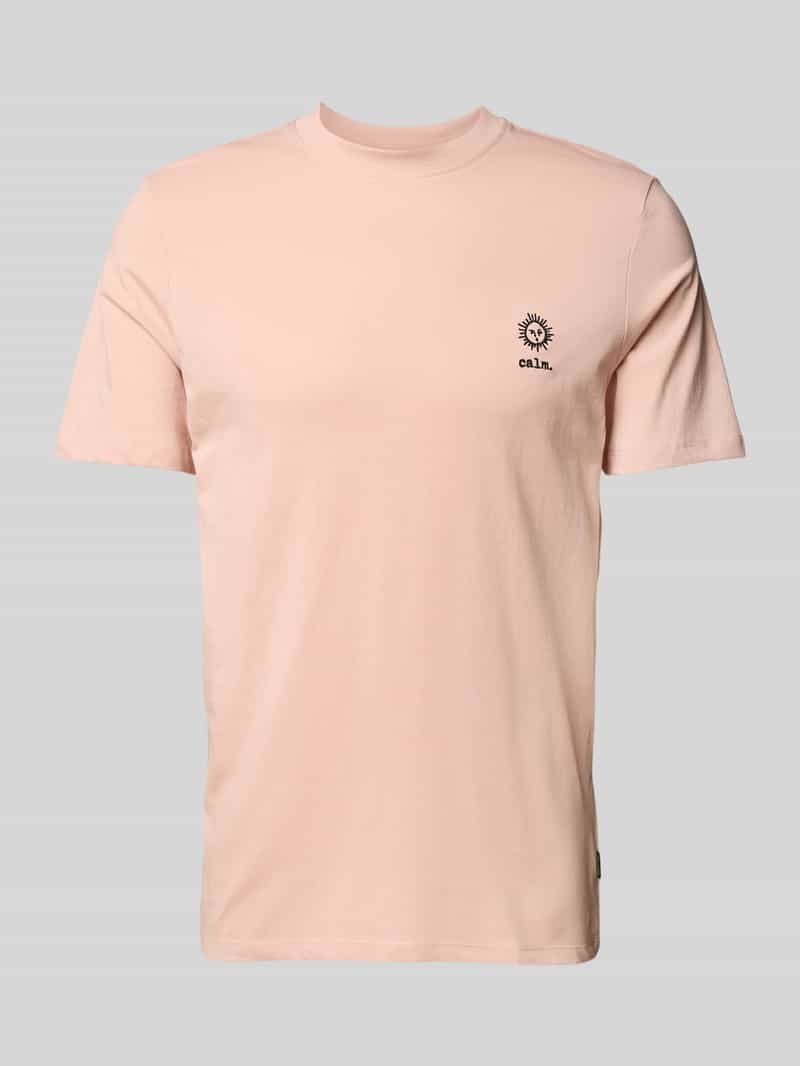 T-shirt z wyhaftowanym motywem i napisem model ‘JANUS’