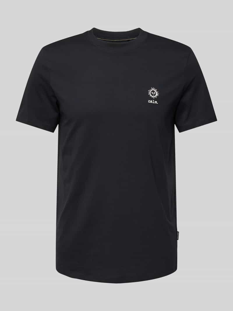 T-shirt z wyhaftowanym motywem i napisem model ‘JANUS’