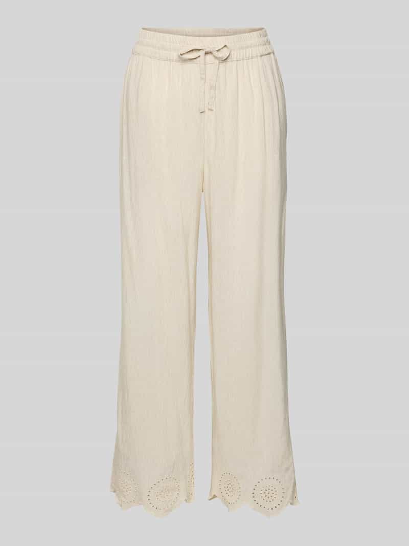 Spodnie materiałowe z szeroką nogawką i haftem angielskim model ‘Linus’