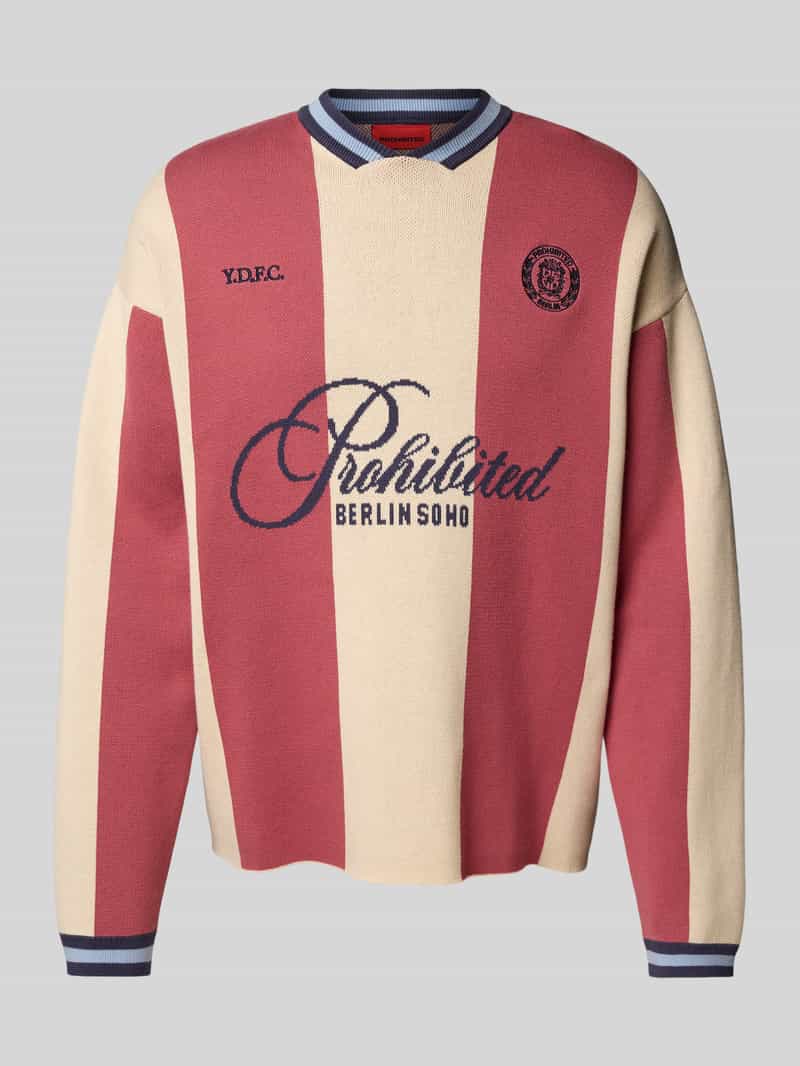 Sweter z dzianiny z nadrukiem z logo