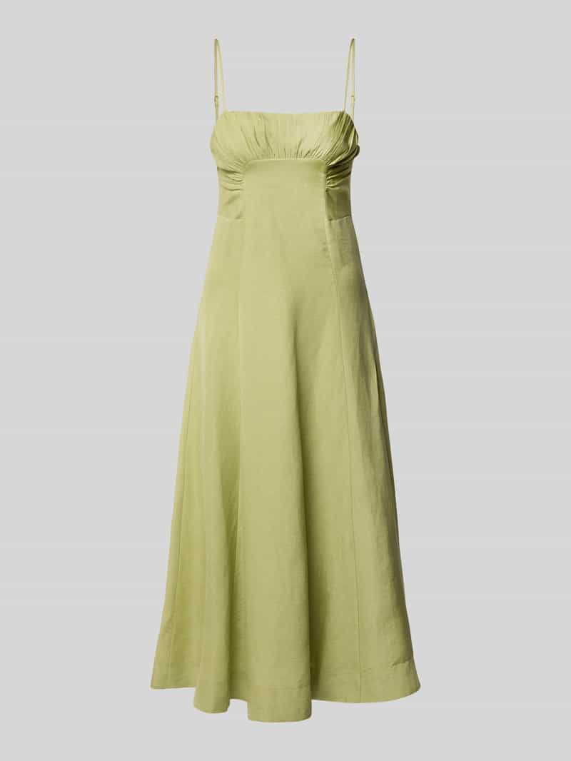 Sukienka wieczorowa lniana na regulowanych, cienkich ramiączkach