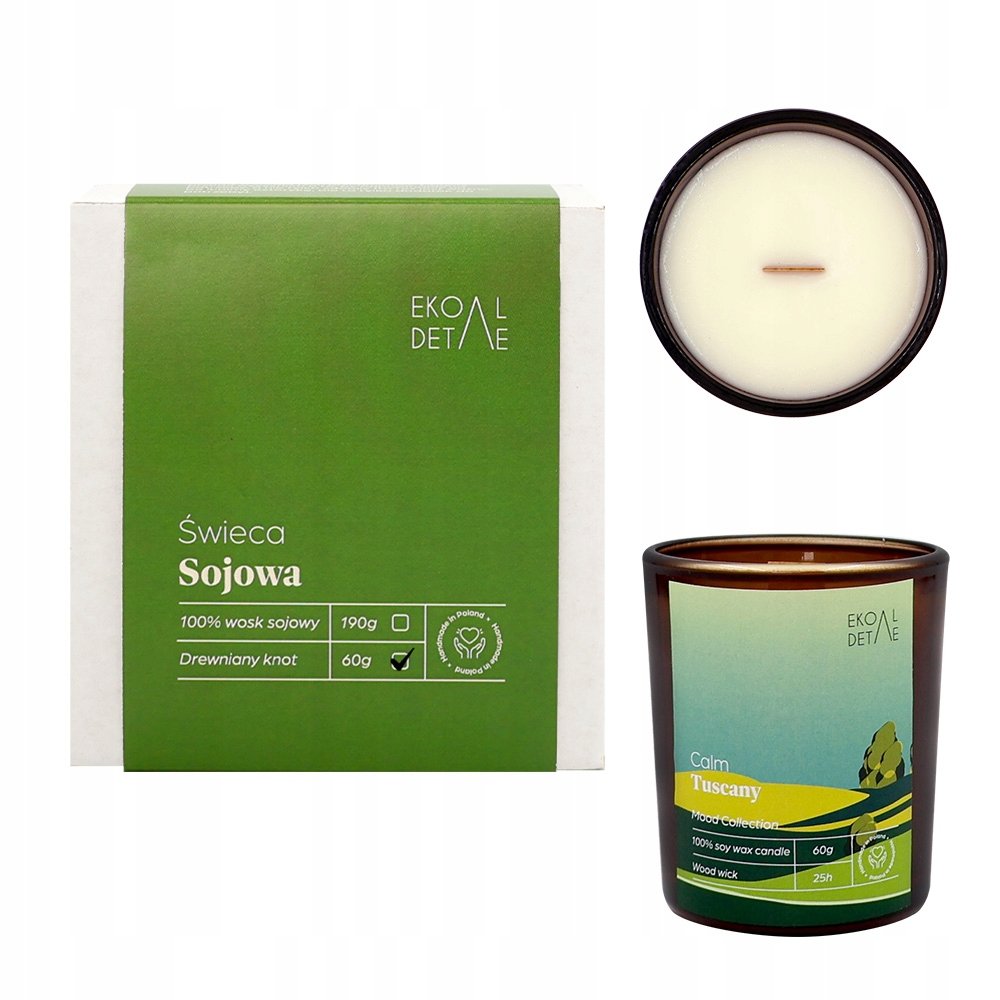 Świeca sojowa w szkle Calm Tuscany, Kolekcja Mood Stories, 60 g ekoDetale