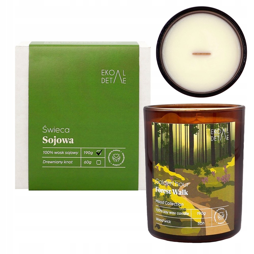 Świeca sojowa w szkle Golden Hour Forest Walk, Kolekcja Mood Stories, 190 g