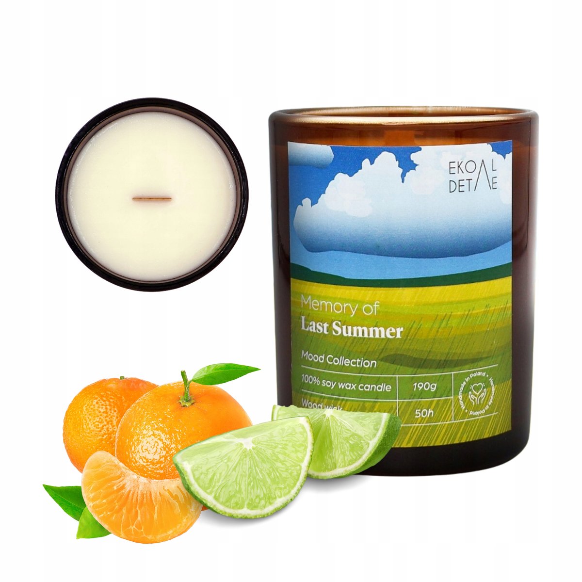 Świeca Sojowa Zapachowa Prezent Candle w Szkle Memory of Last Summer 190 g