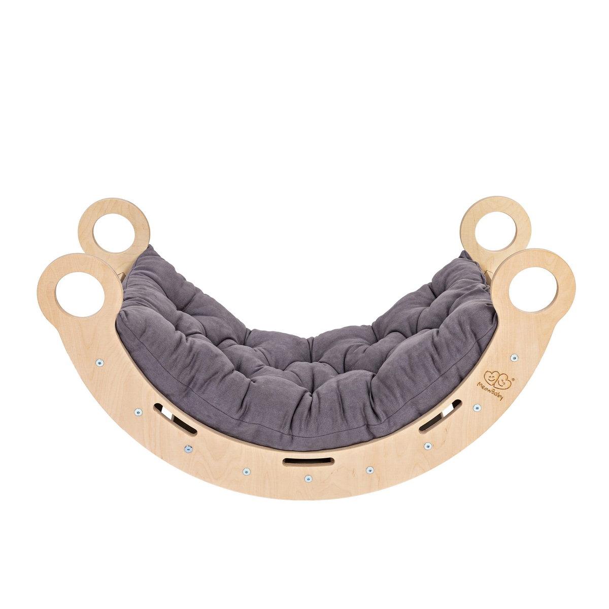 Large Dream Rocker Naturalne Drewno z Szarą Poduszką