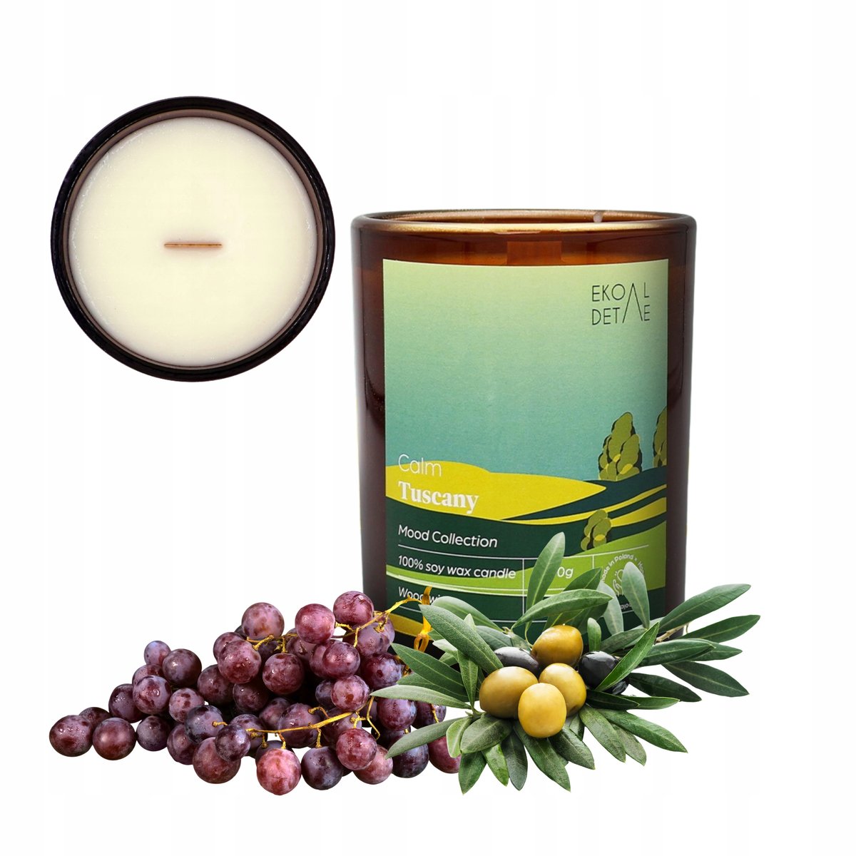 Świeca Sojowa Zapachowa Prezent Candle w Szkle Calm Tuscany 190 g EkoDetale