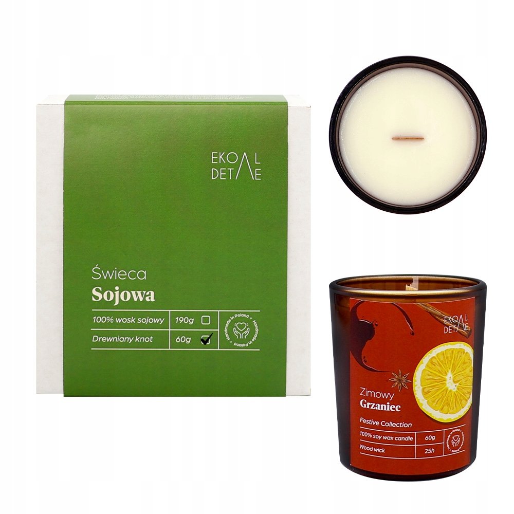 Świeca sojowa w szkle Zimowy Grzaniec, Kolekcja Festive, 60 g ekoDetale