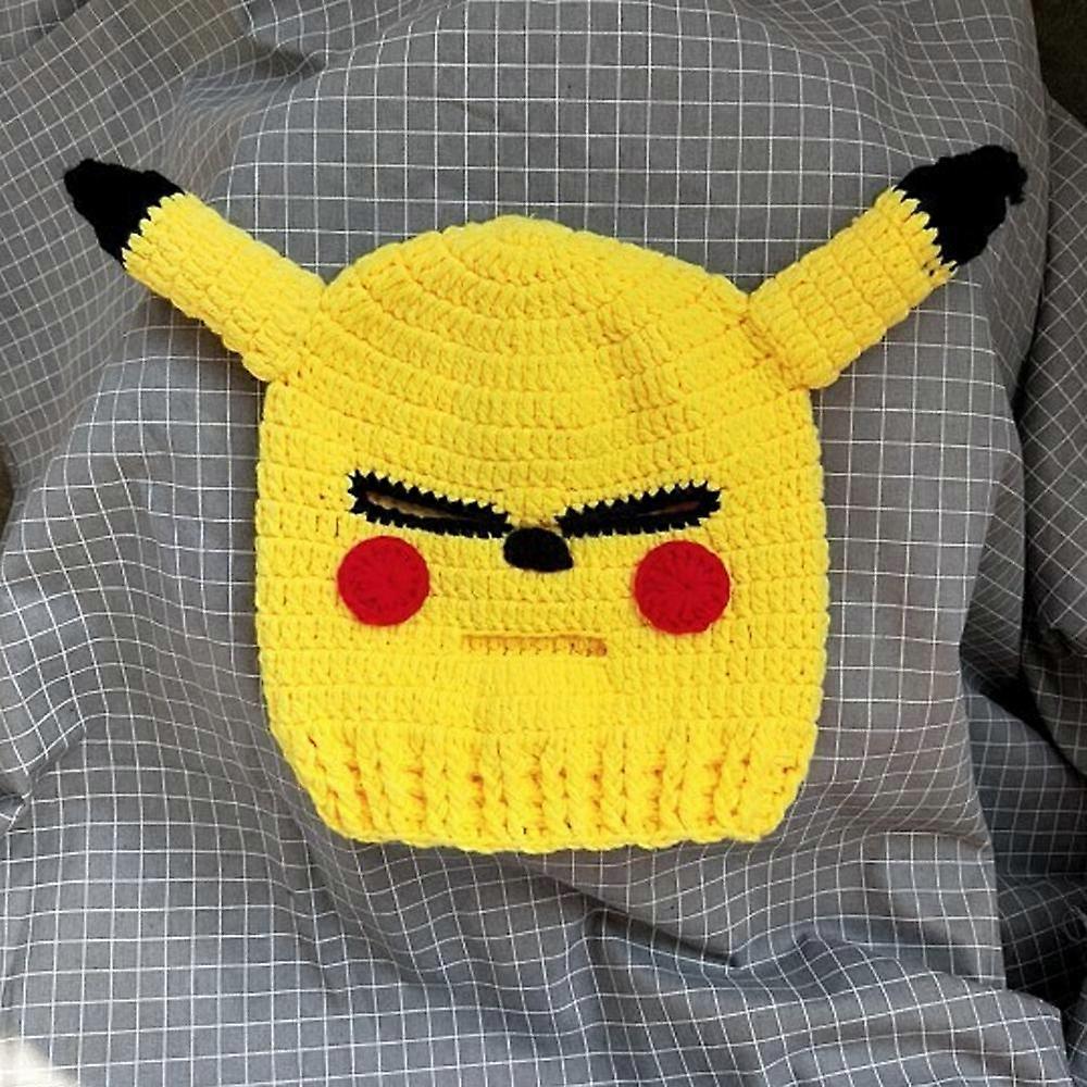 SZTXJ Śmieszny kaptur Pikachu, szalony klaun śmieszna czapka dla dzieci i dorosłych ręcznie robione na drutach, ręcznie robione na drutach śmieszne...