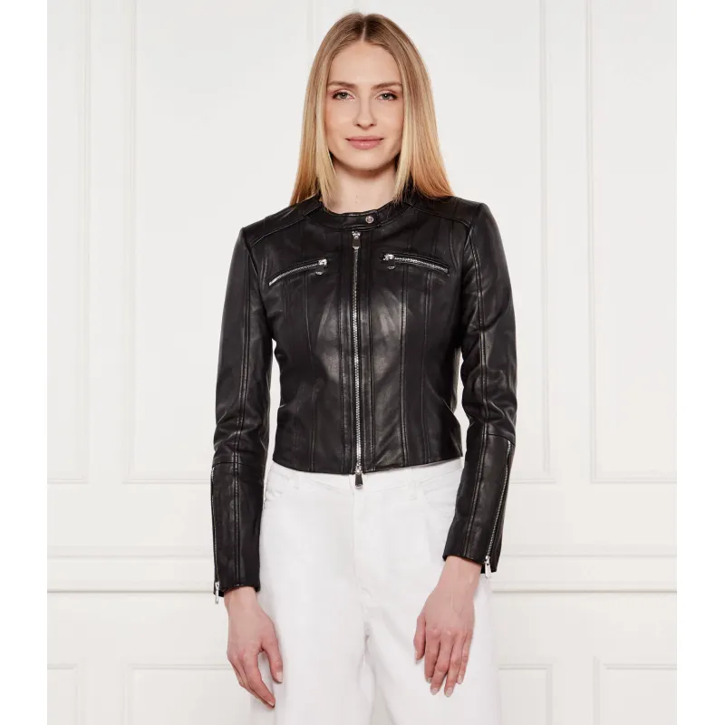 Pinko Skórzana kurtka BORDERLINE Slim Fit