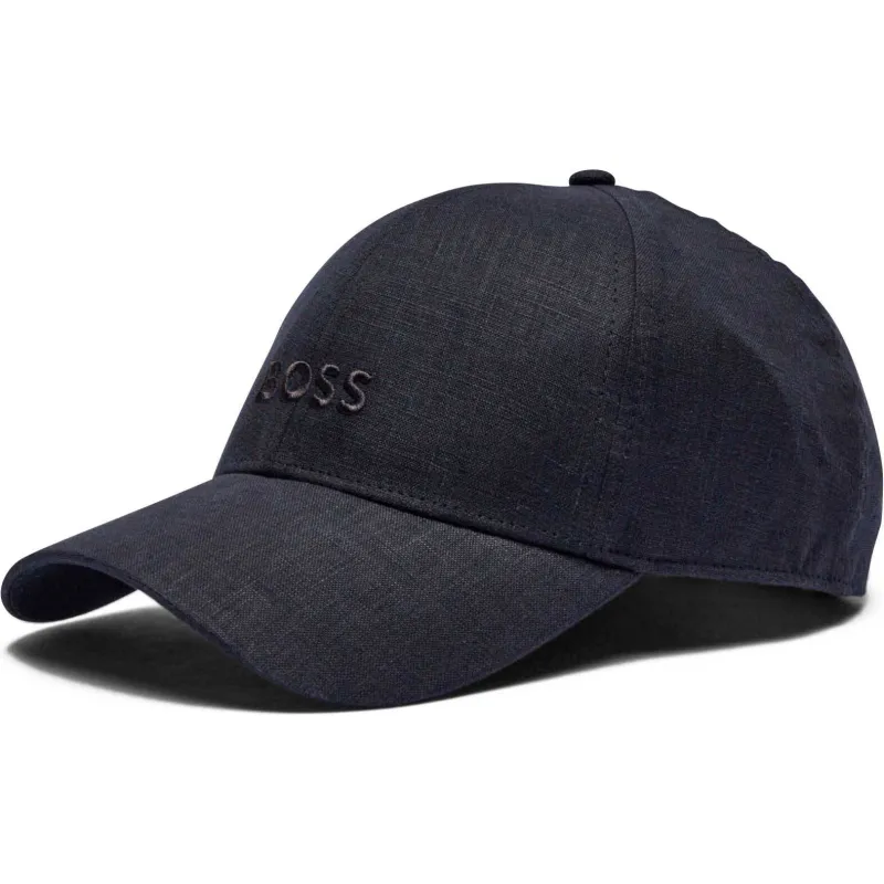 BOSS BLACK Lniana bejsbolówka Zed-LN