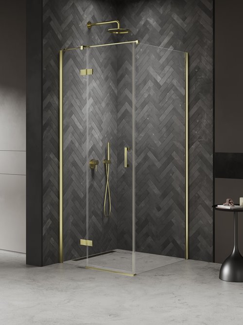 Kabina prysznicowa uchylna lewa kolor złoty 90x80 cm K-4497 New Trendy Nesta Light Gold