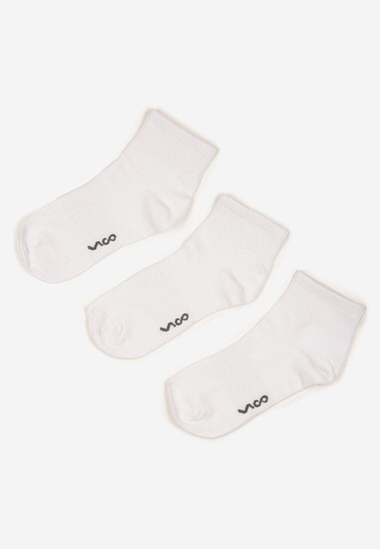 Białe Bawełniane Skarpety za Kostkę Ozdobione Napisem Folmeva