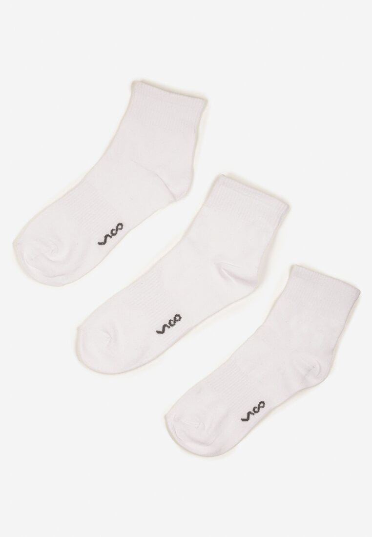 Białe Bawełniane Skarpety za Kostkę 3 Pack Foliane