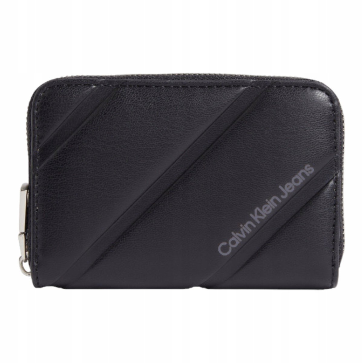 Calvin klein portfel damski quilted med zip around czarny