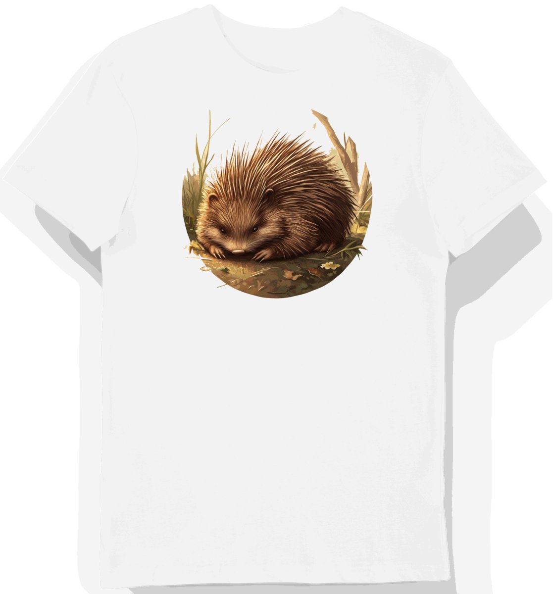 Koszulka męska biała z motywem jeżozwierza w leśnym blasku 3XL