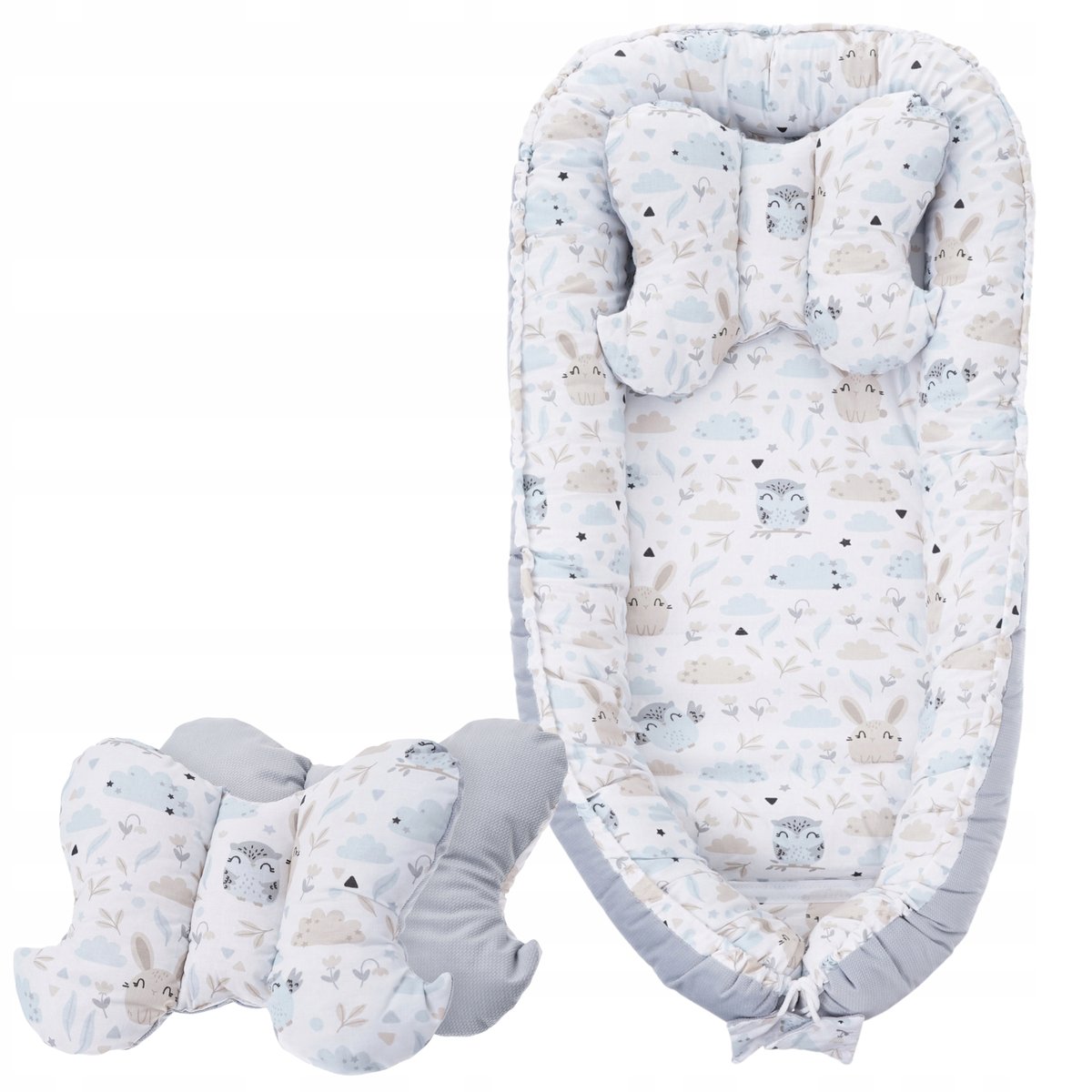 Kokon Niemowlęcy Gniazdo z Poduszka Antyalergiczna Motylek Zwierzaki