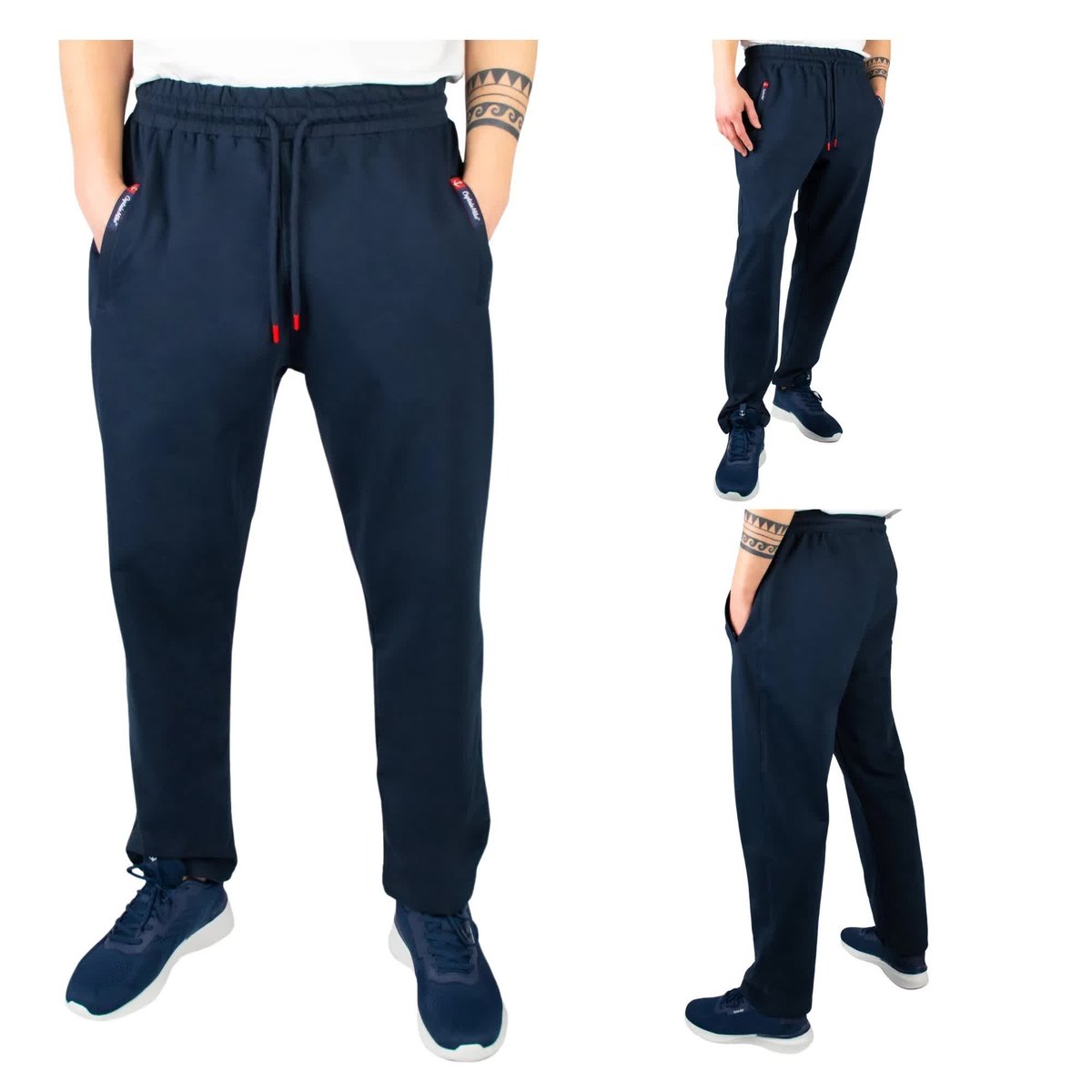Spodnie Dresowe Męskie bez Ściągacza Granatowe Captain Mike 6XL