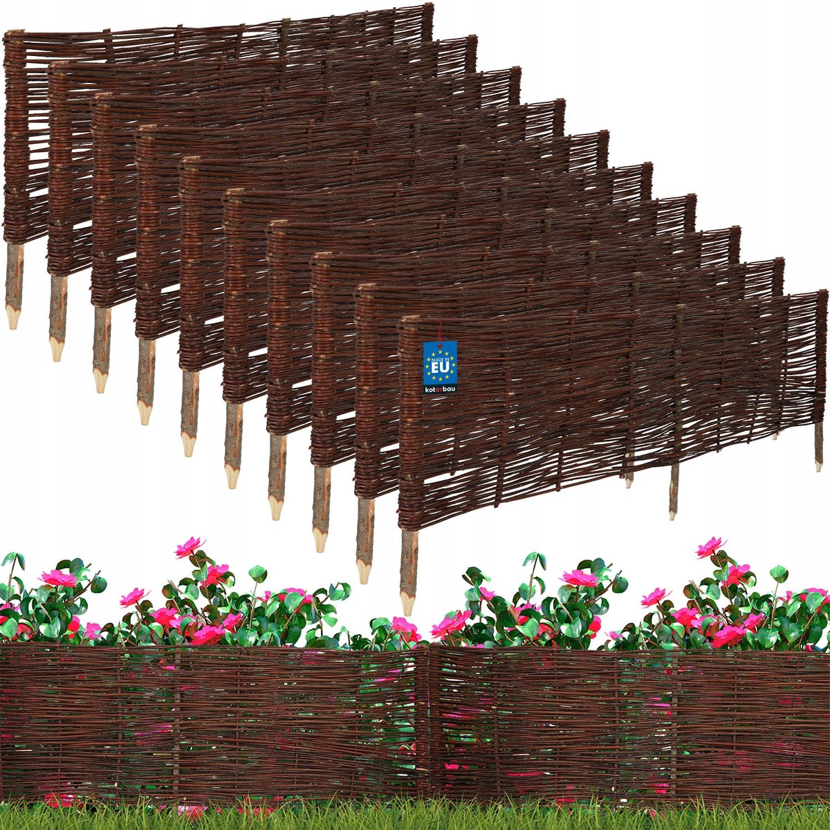 10x PALISADA OGRODOWA WIKLINOWA OBRZEŻE TRAWNIKOWE WBIJANE PŁOTEK 120X40 cm
