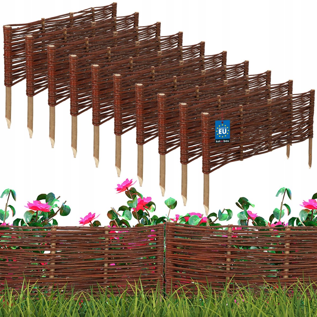 10x PALISADA OGRODOWA WIKLINOWA OBRZEŻE TRAWNIKOWE WBIJANE PŁOTEK 60X20 cm