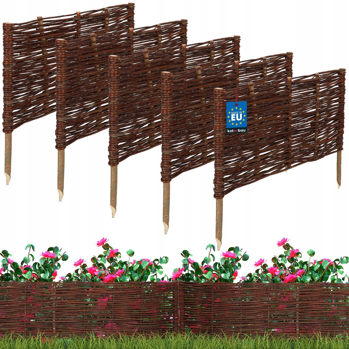 5x PALISADA OGRODOWA WIKLINOWA OBRZEŻE TRAWNIKOWE WBIJANE PŁOTEK 60X30 cm