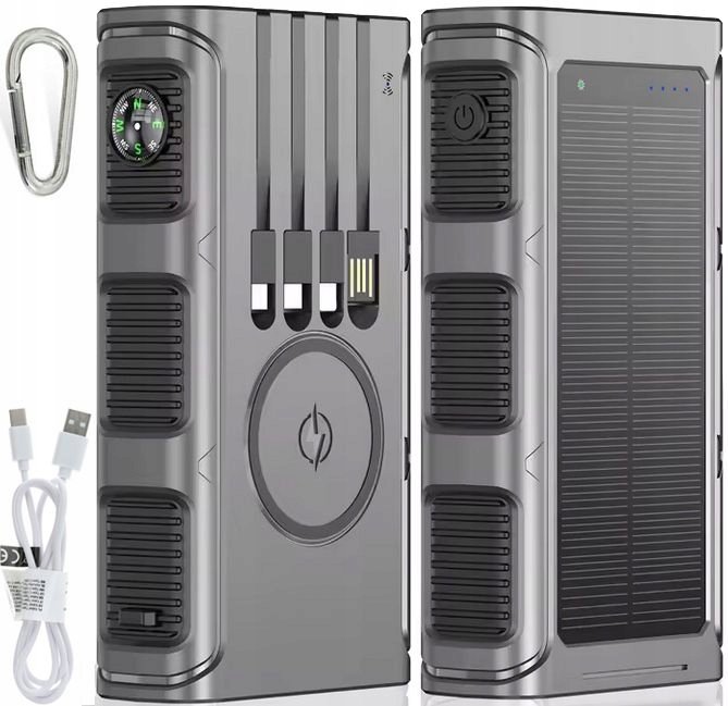 POWERBANK ŁADOWARKA SOLAR INDUKCJA KABLE 36000mAh 8xUSB LATARKA LED USBC PD