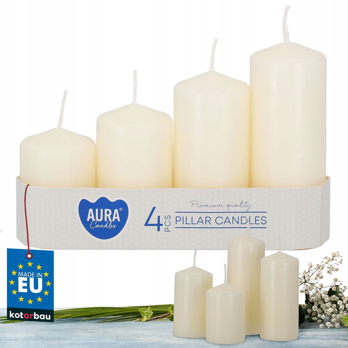 ZESTAW ŚWIECA BRYŁOWA WALEC BLOKOWA STOŁOWA ŚWIECZKA BEZZAPACHOWA KLASYCZNA