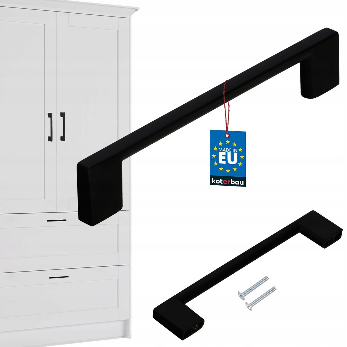 UCHWYT MEBLOWY CZARNY MAT ANTABA 128 mm DO MEBLI SZAFKI SZUFLADY KUCHENNEJ
