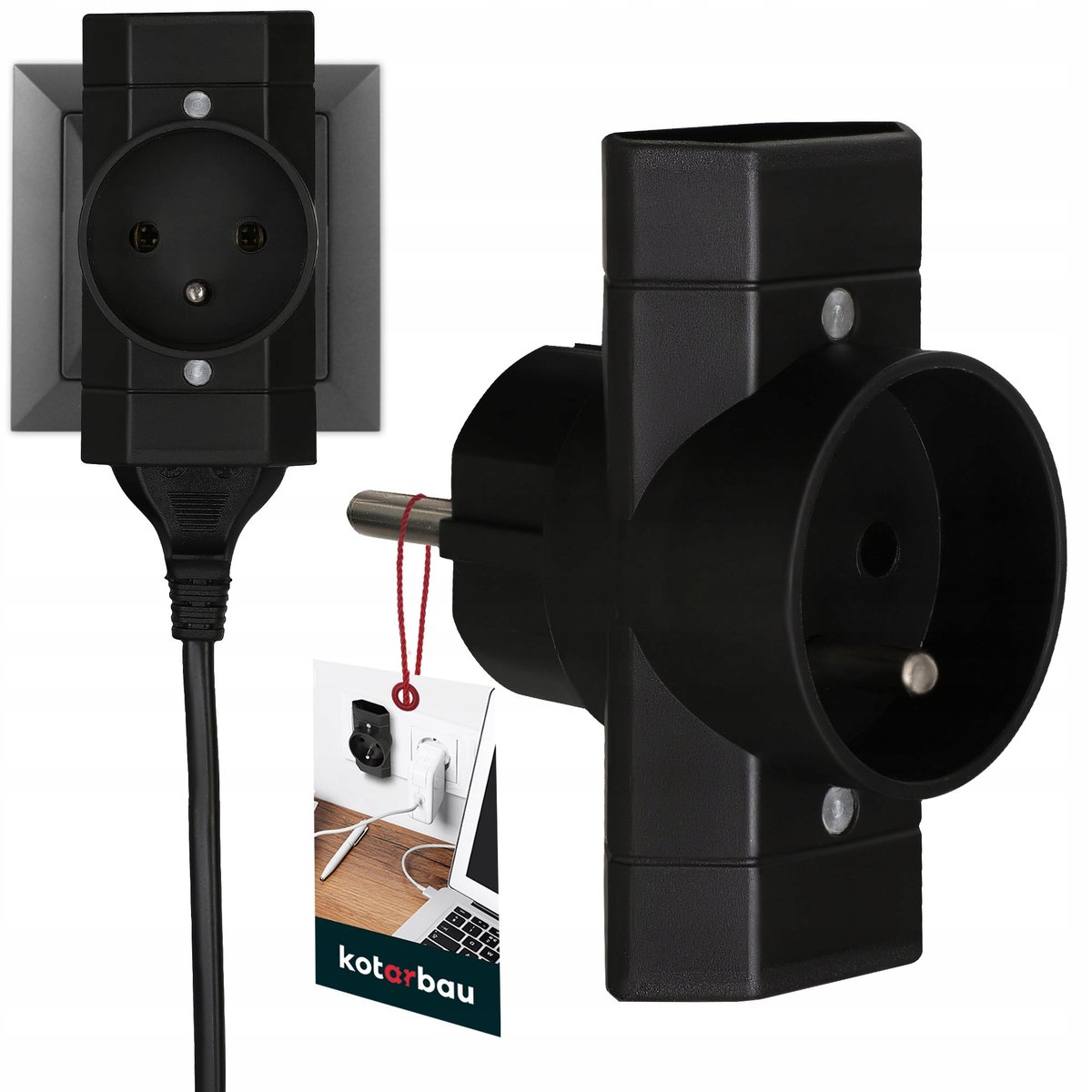 ROZGAŁĘŹNIK SIECIOWY ELEKTRYCZNY 3 GNIAZDA ZŁODZIEJKA TRÓJNIK Z UZIEMIENIEM