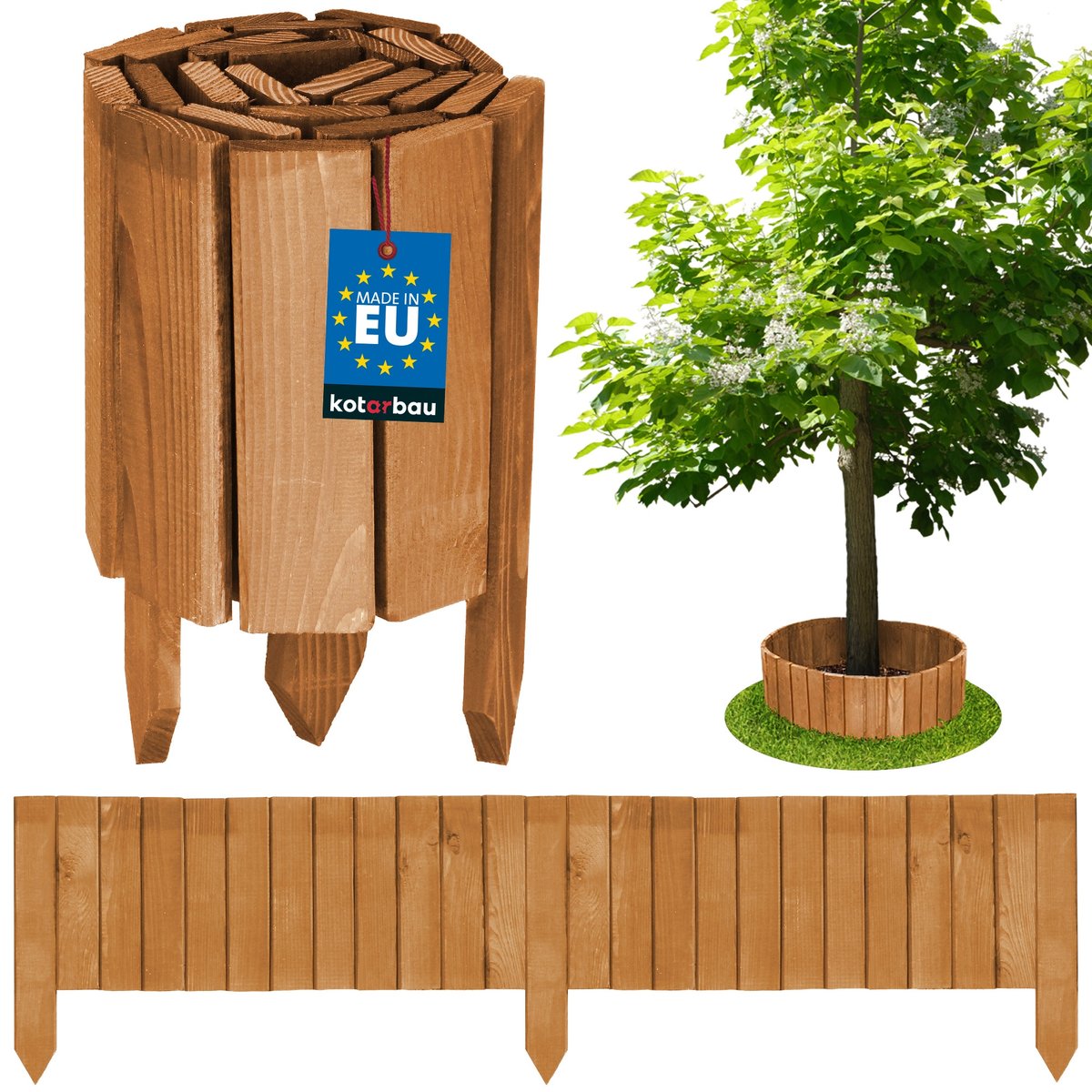OBRZEŻE PALISADA OGRODOWA PŁOTEK TRAWNIKOWY WBIJANY DĘBOWY 20X110cm DREWNO