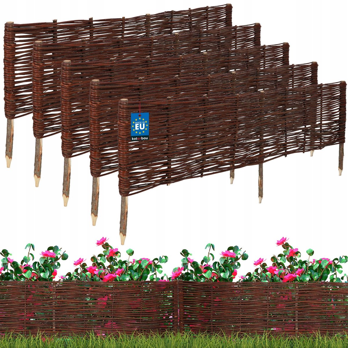5x PALISADA OGRODOWA WIKLINOWA OBRZEŻE TRAWNIKOWE WBIJANE PŁOTEK 120X30 cm