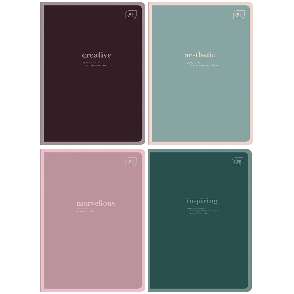 4X Zeszyt A5, 60 Kartek, Kratka Z Marginesem, Hybrid Words, Interdruk