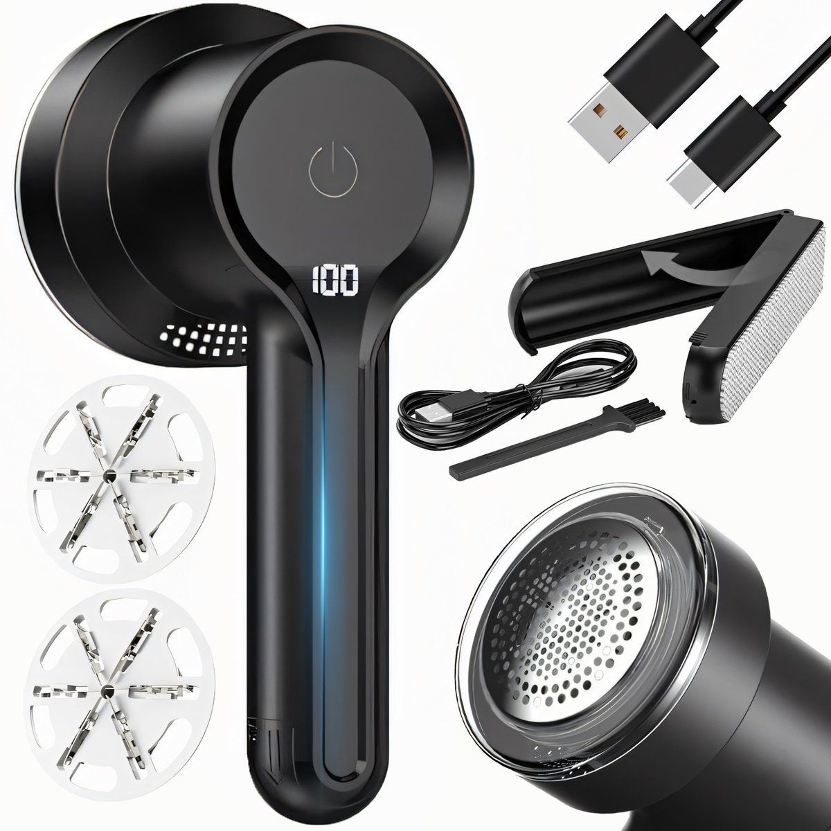 Golarka Do Ubrań Tapicerki Swetrów 3 Poziomy Prędkości Wymienne Głowice