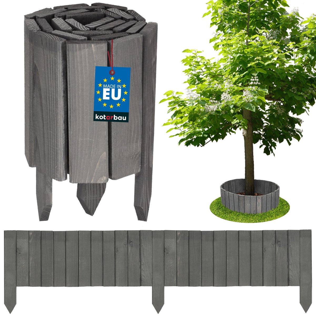 OBRZEŻE PALISADA OGRODOWA PŁOTEK TRAWNIKOWY WBIJANY ANTRACYT 20X110 DREWNO