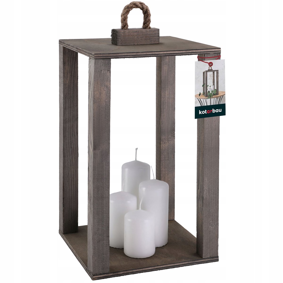 LATARNIA DREWNIANA 20X20 LAMPION NA ŚWIECE ŚWIECZNIK LATARENKA DOMU OGRODU