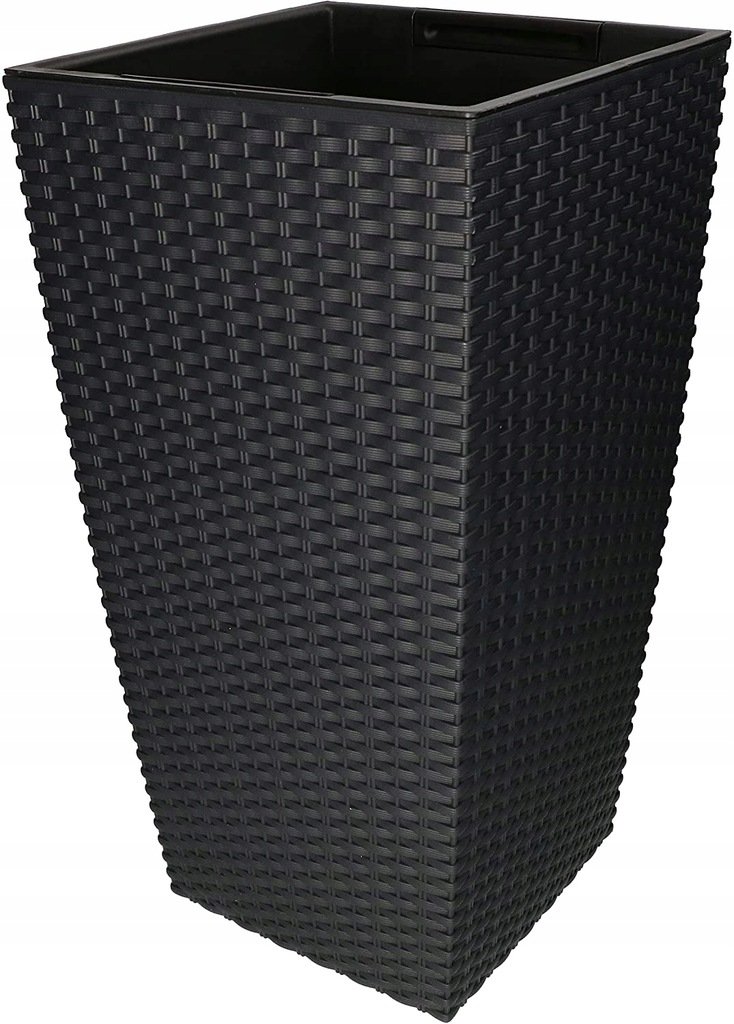 DONICA OGRODOWA BALKONOWA 450MM TARAS KWIATY DONICZKA RATTAN WKŁAD ANTRACYT
