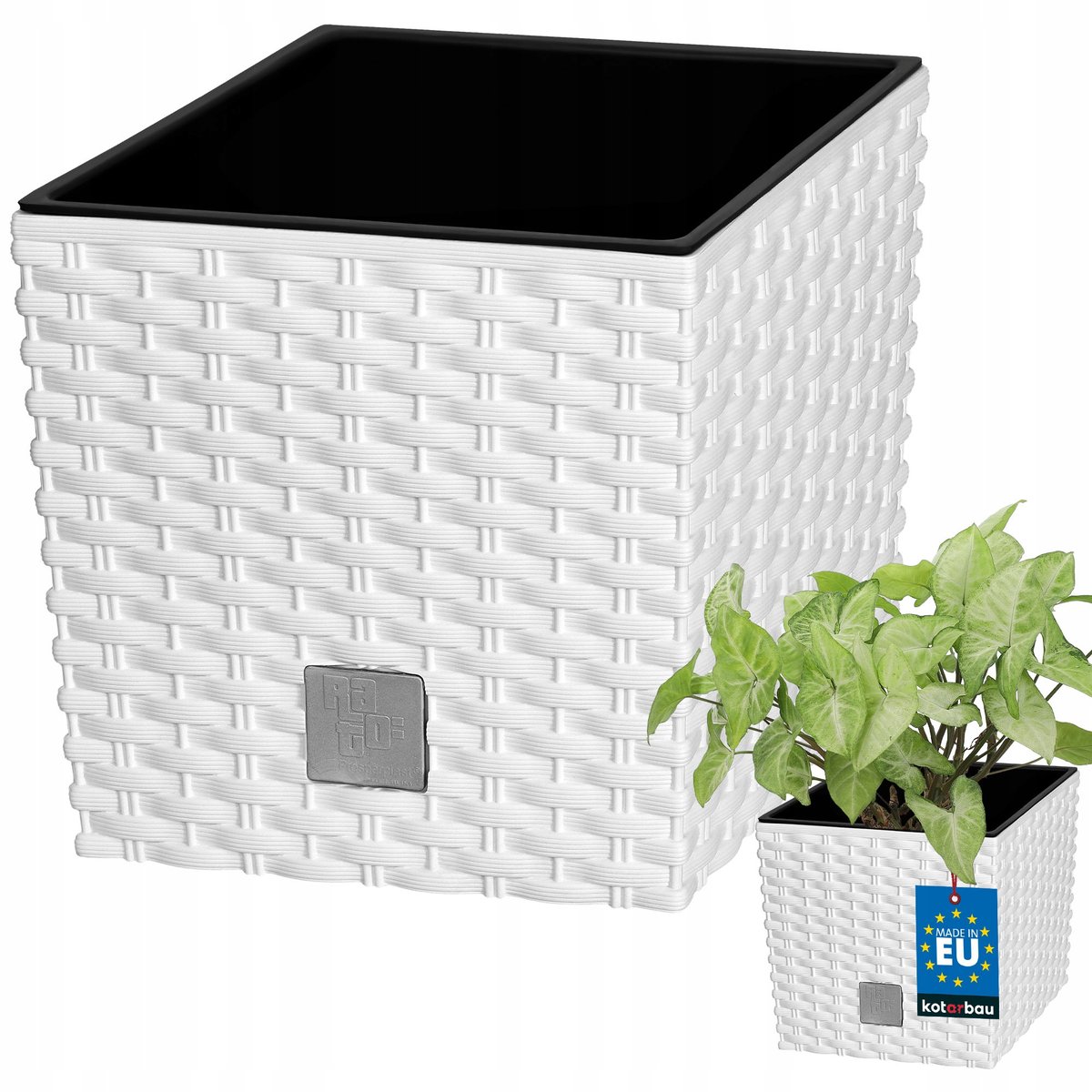 DONICA DONICZKA 17 CM OGRODOWA RATTAN BIAŁA BALKON TARAS KWIATY WKŁAD OGRÓD