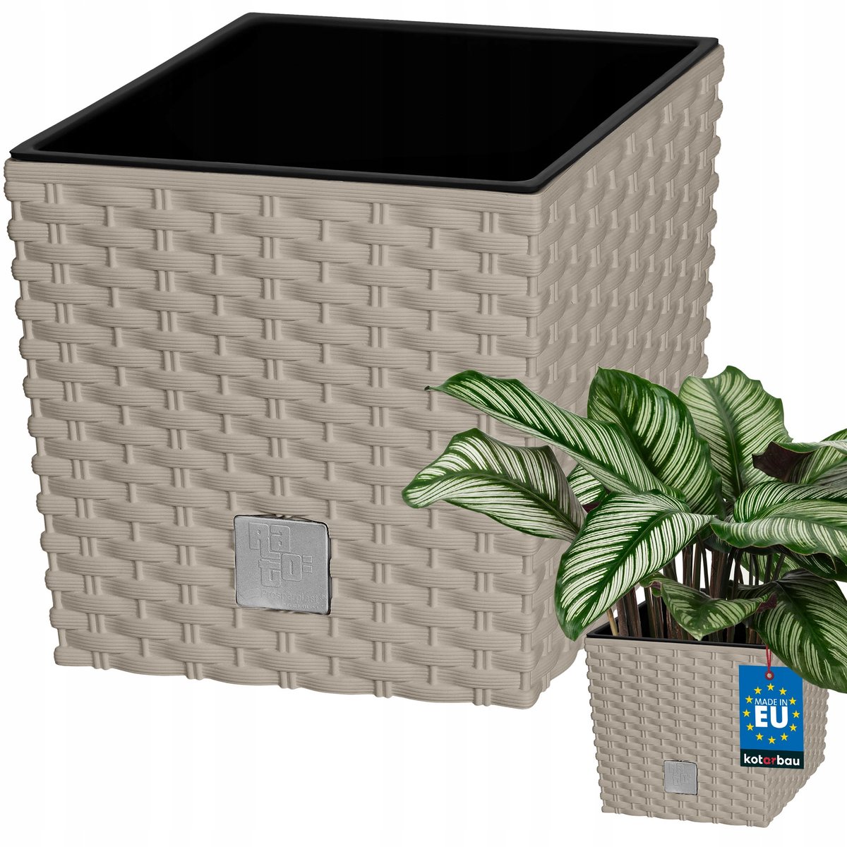 DONICA DONICZKA 22 CM OGRODOWA BALKON TARAS KWIATY RATTAN MOCCA WKŁAD OGRÓD