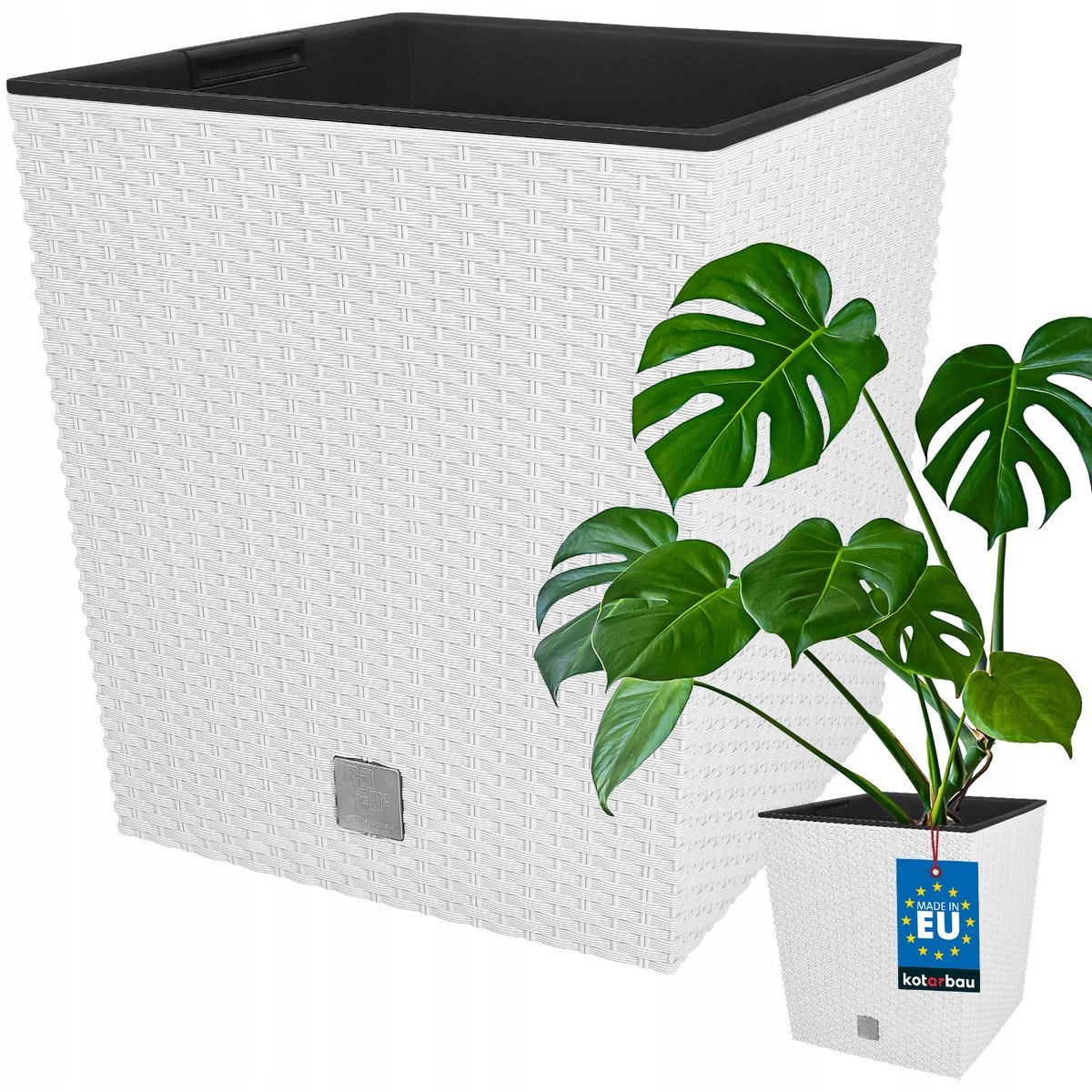 DONICA DONICZKA 40 CM OGRODOWA RATTAN BIAŁA BALKON TARAS KWIATY WKŁAD OGRÓD