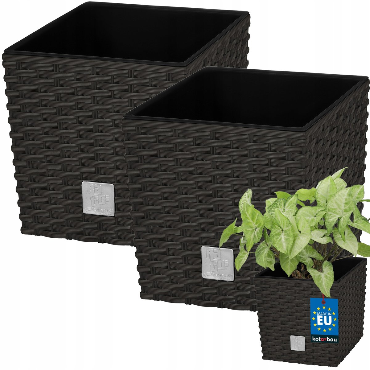 2x DONICA 4 L OGRODOWA BALKONOWA TARAS KWIATY DONICZKA RATTAN WKŁAD OGRÓD