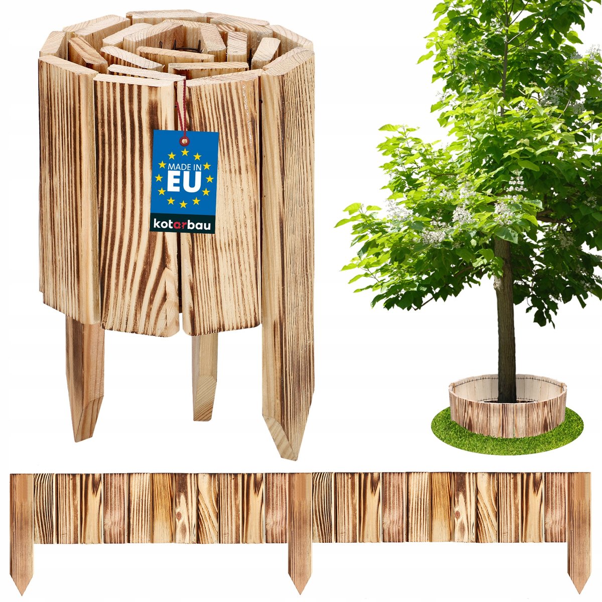 OBRZEŻE PALISADA OGRODOWA PŁOT DREWNIANY TRAWNIKOWY WBIJANY OPALANY 15X110