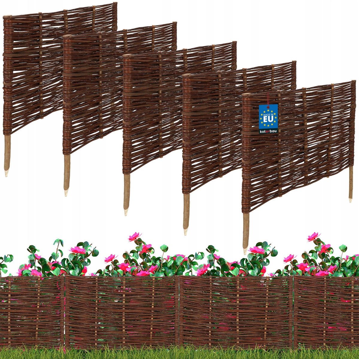5x PALISADA OGRODOWA WIKLINOWA OBRZEŻE TRAWNIKOWE WBIJANE PŁOTEK 60X40 cm