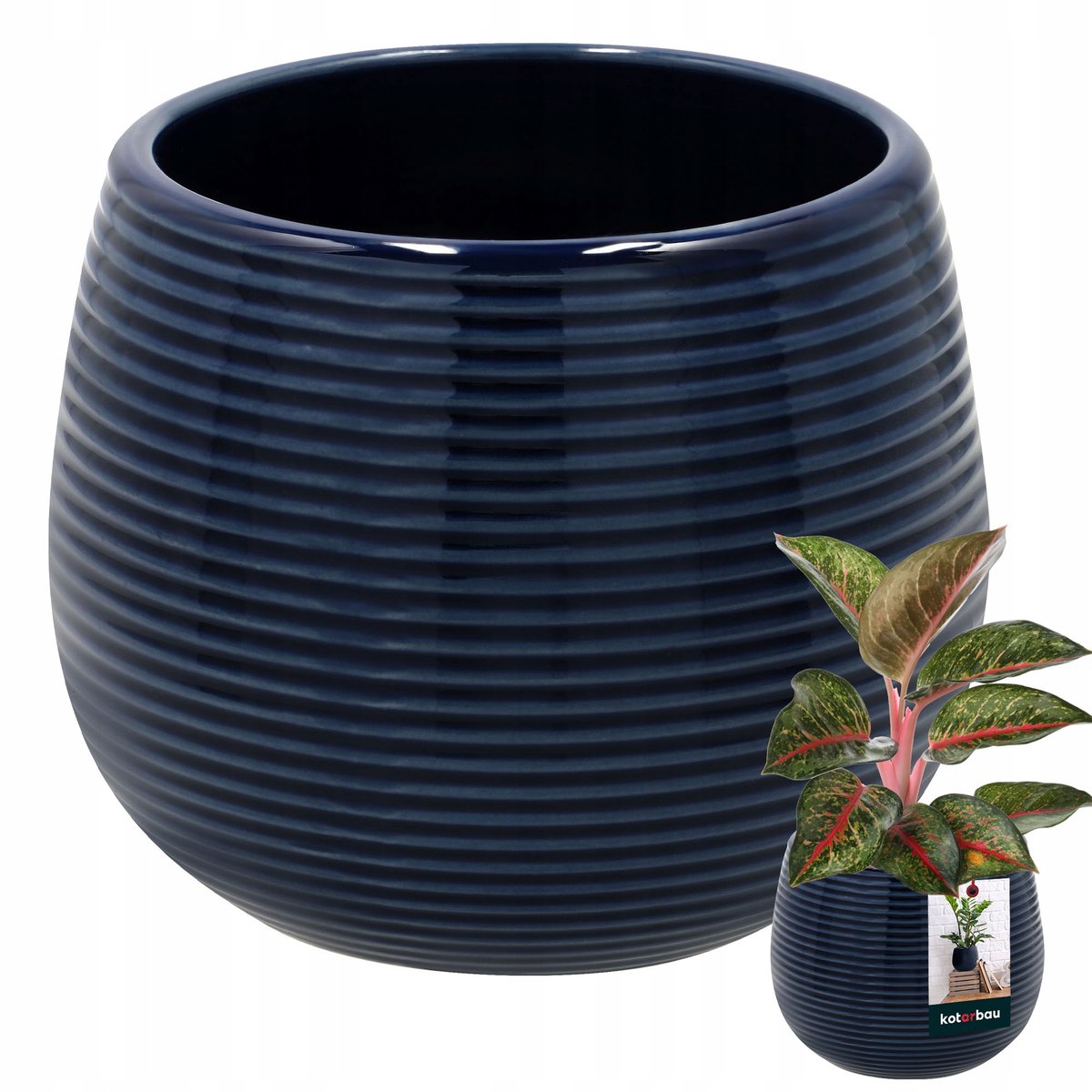 DONICA OSŁONKA DONICZKA OKRĄGŁA CERAMICZNA 12cm RYFLOWANA NA KWIATY ROŚLINY