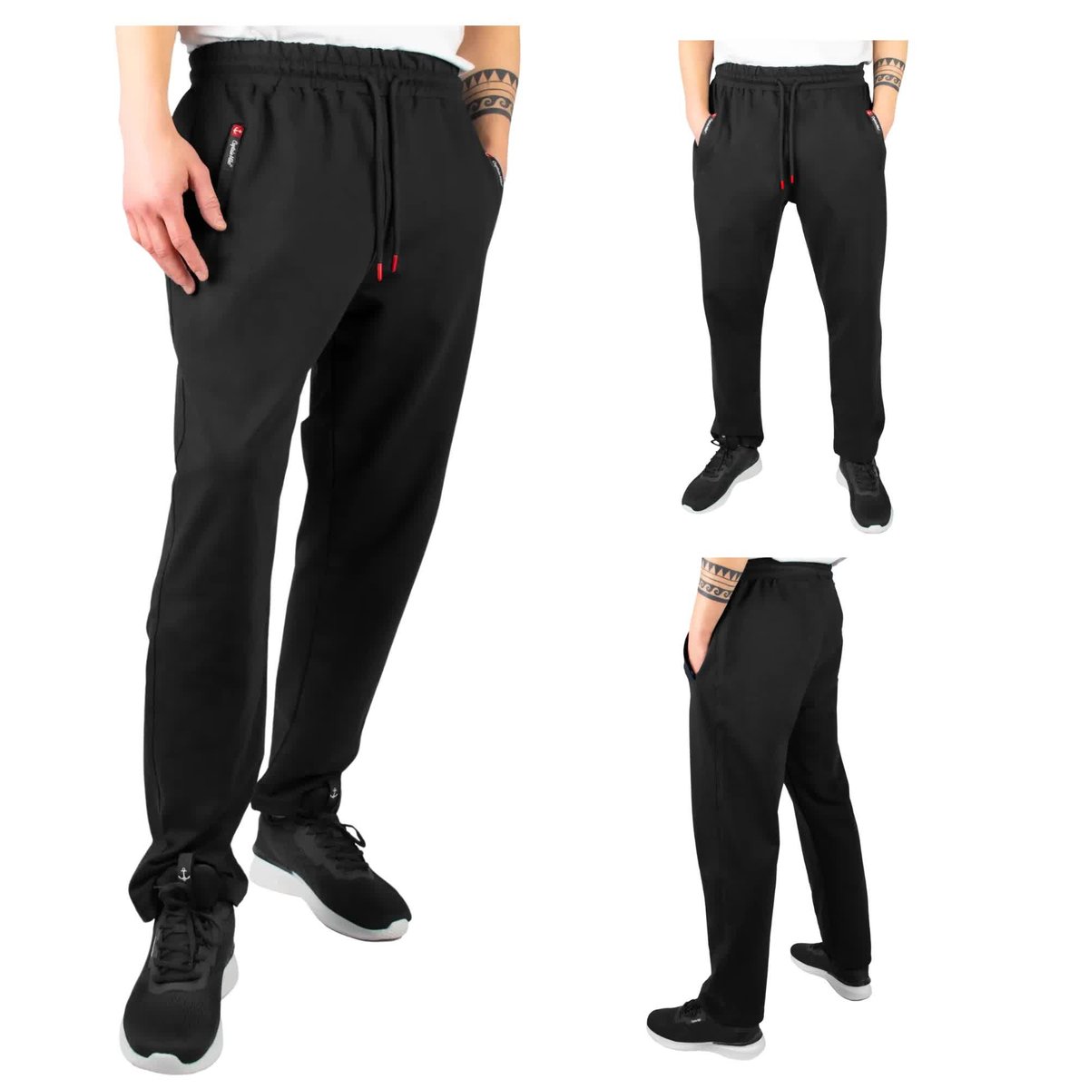 Spodnie Dresowe Męskie bez Ściągacza Czarne Captain Mike XXL