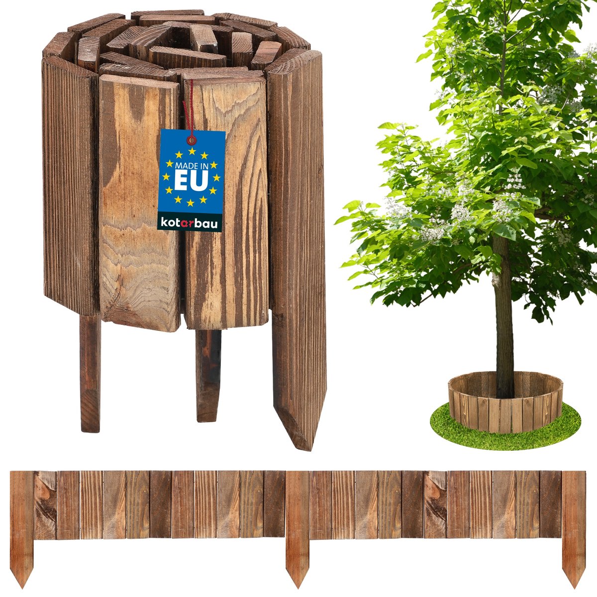 OBRZEŻE PALISADA OGRODOWA PŁOT DREWNIANY TRAWNIKOWY WBIJANY BRĄZOWY 15X110