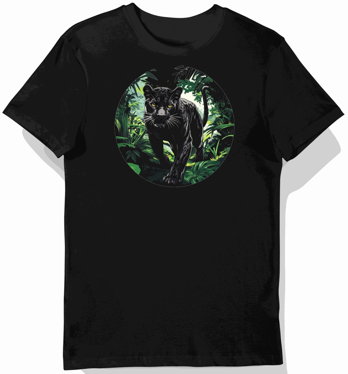 Koszulka męska czarna z motywem pantery w magicznej poświacie L