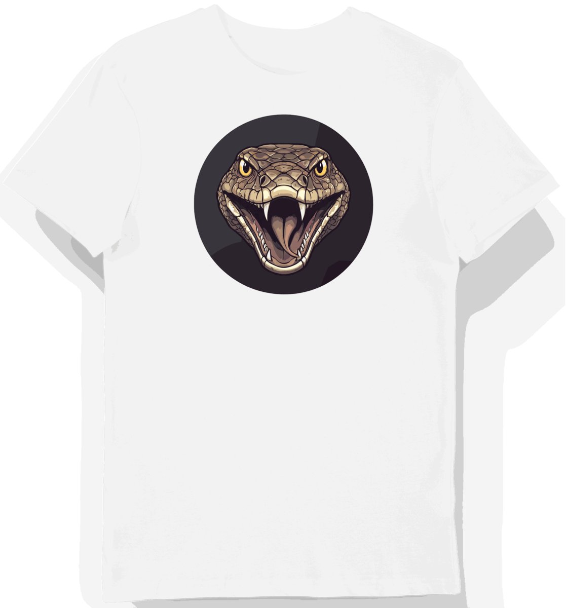 Koszulka męska biała z motywem mrocznej jadowitej wężowej zwierzyny S