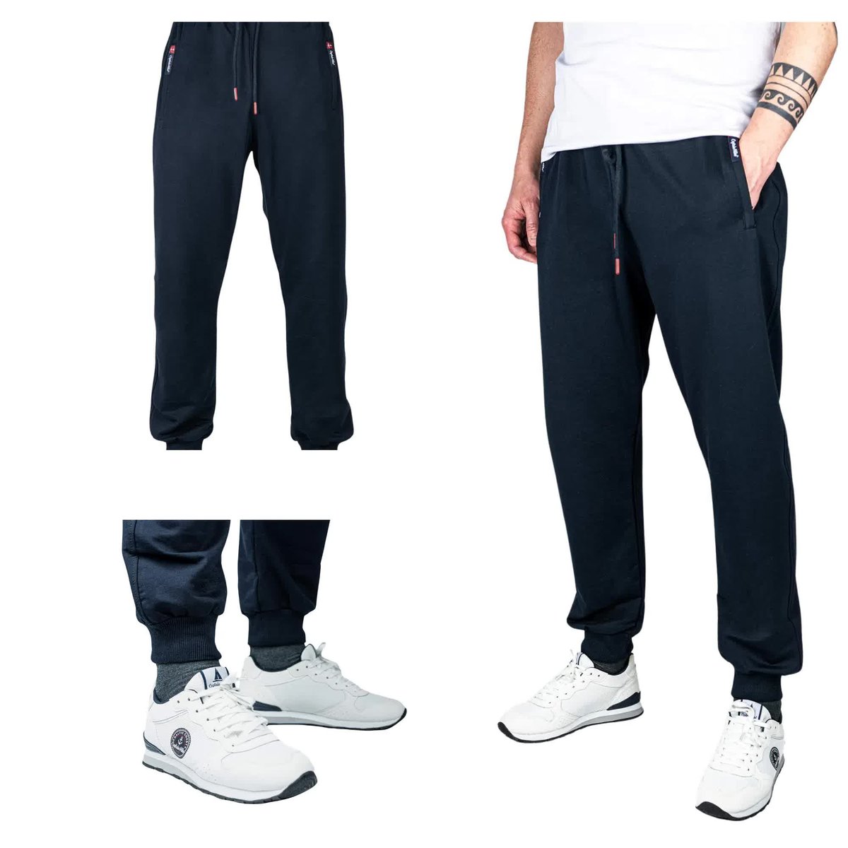 Spodnie dresowe męskie ze ściągaczami Captain Mike granatowe XXL