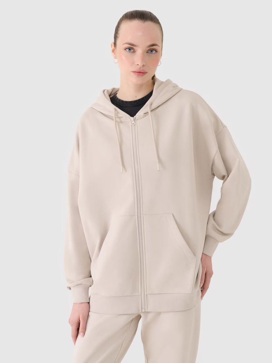 4F Bluza damska dresowa rozpinana z kapturem 4FRSS25TSWSF2152-83S Brązowy Roz. XL