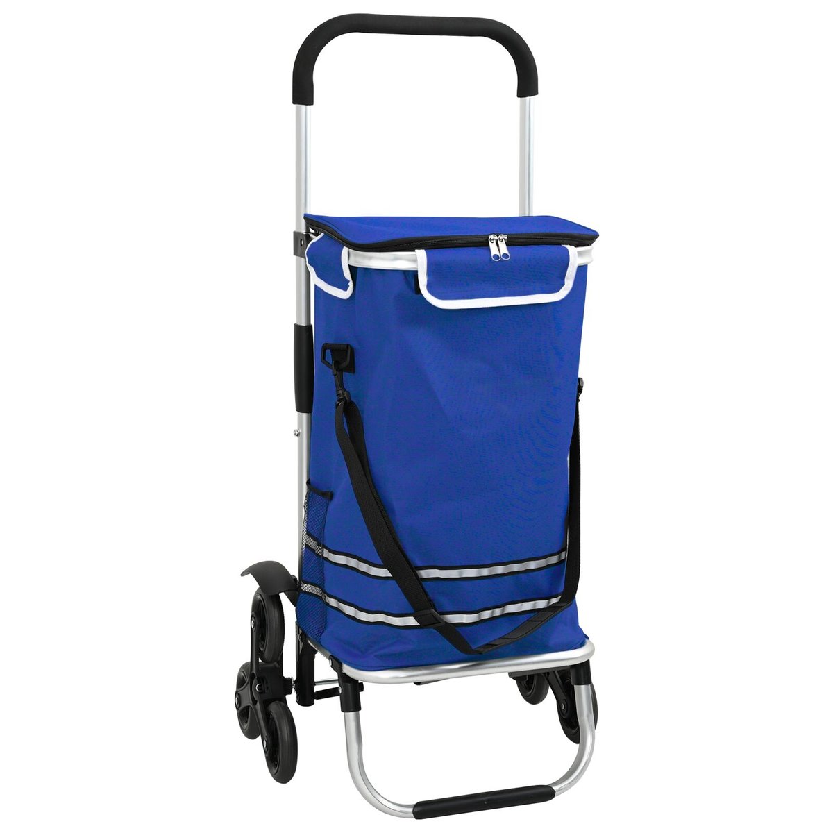 vidaXL Wózek na zakupy Niebieski Aluminium 47 x 39 x 101 cm Składany