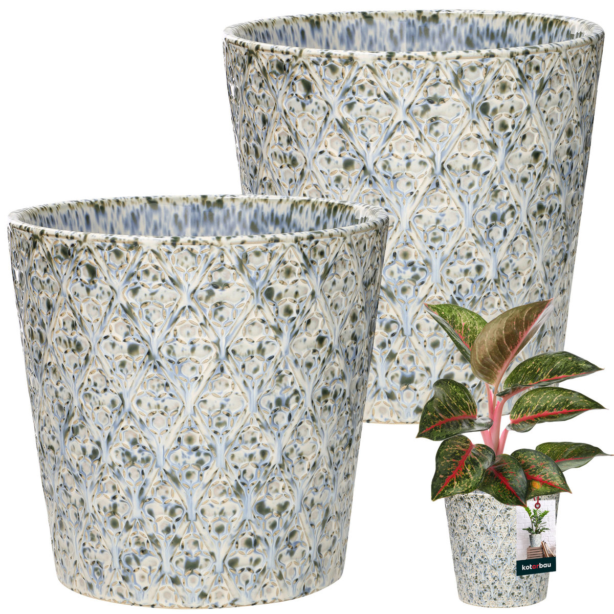 2x DONICA 12cm DONICZKA OSŁONKA TRAPEZOWA CERAMIKA SZKLIWIONA KWIATY DOMOWA